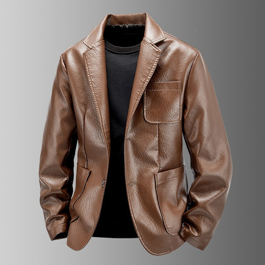 Herren Elegante Kunstlederjacke im modernen Blazer-Stil Shop Nory
