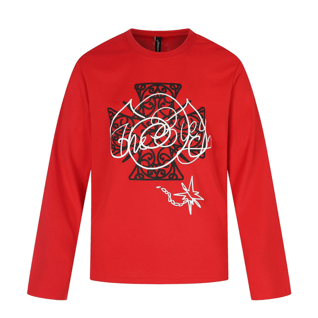 Damen Langärmliges Rundhals-Shirt mit dekorativem Print Shop Nory