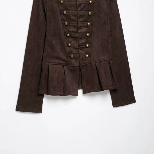 Damen Taillierte Jacke im Musketierstil aus Wildlederoptik mit Zierknopfleiste und Schulterriegeln Shop Nory