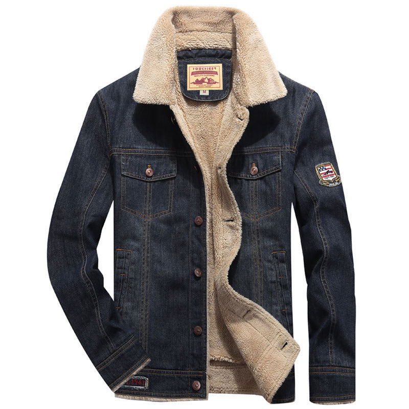 Herren gefütterte Sherpa-Jeansjacke mit Teddyfutter und aufgesetzten Brusttaschen Shop Nory