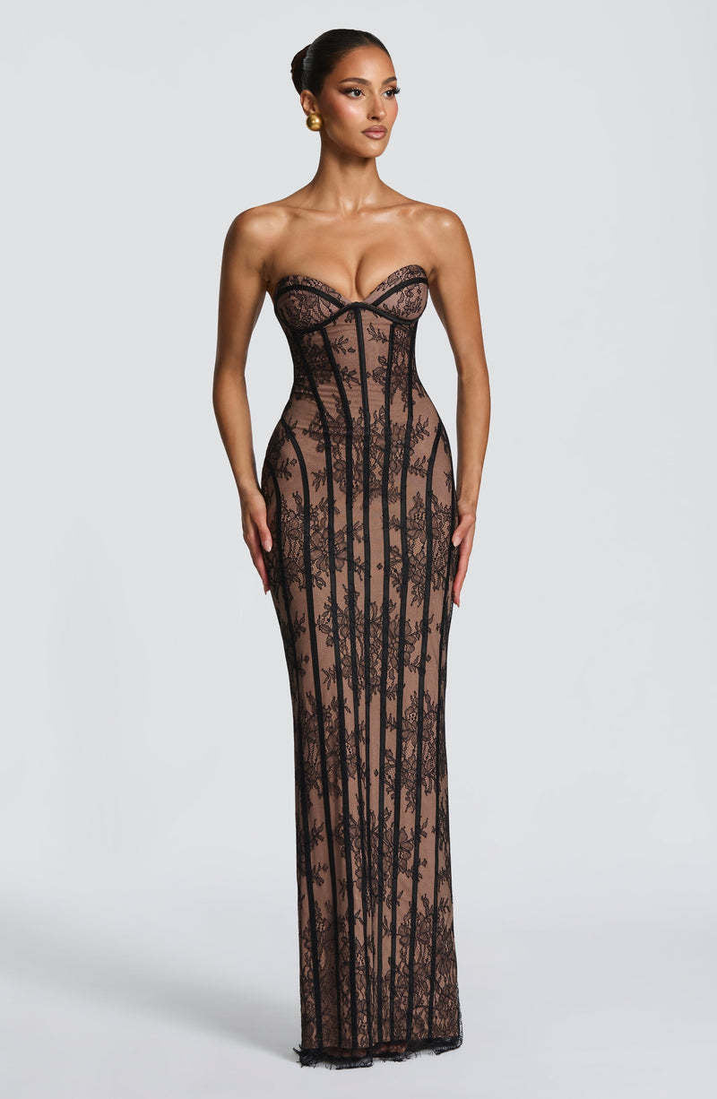 Damen Abendkleid mit raffinierten Spitzen-Details Shopnory