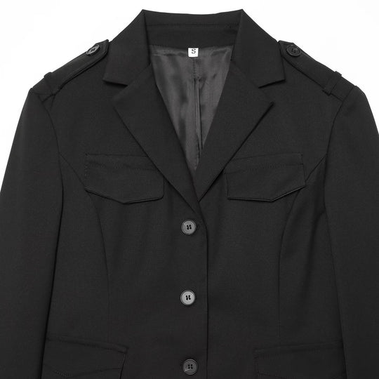Damen Cropped Military-inspirierter Kurzblazer mit Schulterpatten und Pattentaschen Shop Nory