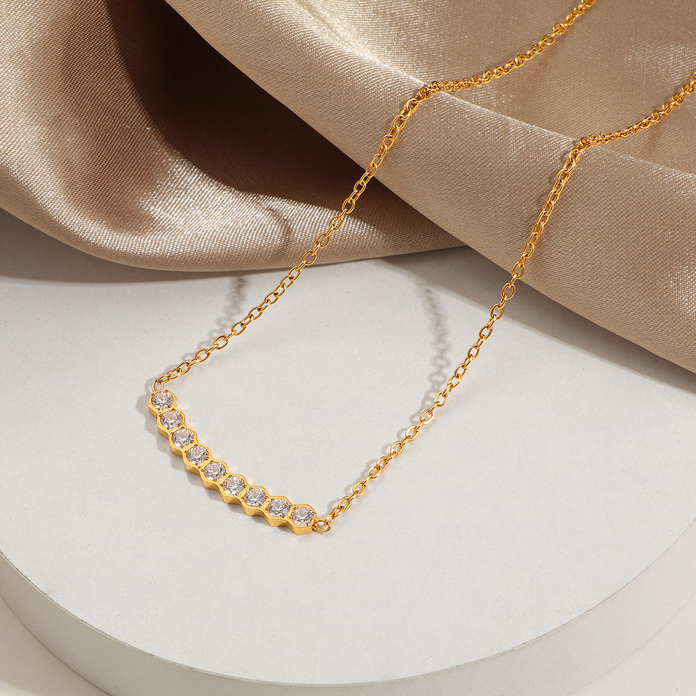 Damen Glänzende Edelstein-betonte Bar Kette Shop Nory