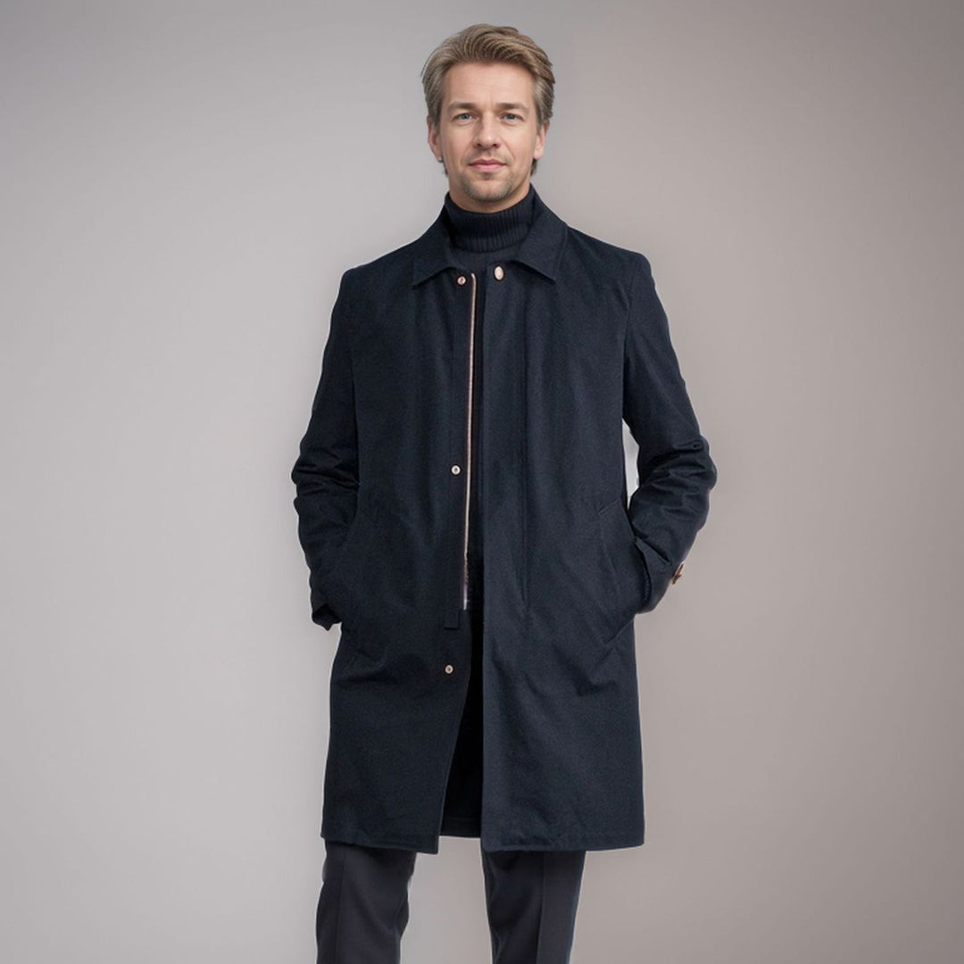 Herren Mid-Length Einreihiger Mantel mit verdeckter Knopfleiste und taillierter Silhouette Shop Nory