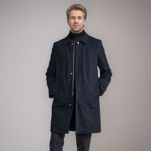 Herren Mid-Length Einreihiger Mantel mit verdeckter Knopfleiste und taillierter Silhouette Shop Nory