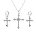 Damen Kreuzanhänger Schmuckset mit funkelnden Zirkonia Shop Nory