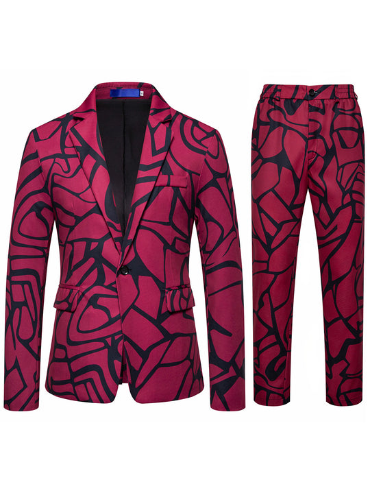 Herren Zweiteiliges Satin-Anzugsset mit grafischem Allover‑Print und schmaler Silhouette Shop Nory