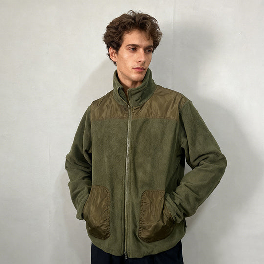 Herren Fleecejacke mit Stehkragen, Zwei‑Material‑Panel und Reißverschluss Shop Nory
