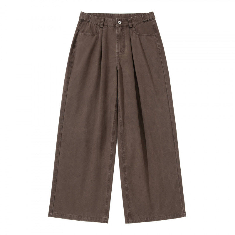 Damen Weite Bundfalten-Hose mit hoher Taille und weitem Bein Shop Nory