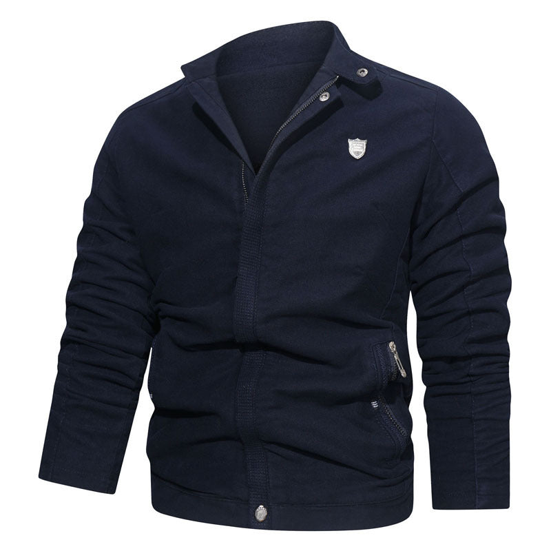 Herren Slim-Fit Canvas-Blouson mit Stehkragen, verdecktem Reißverschluss und Zipper-Taschen Shop Nory