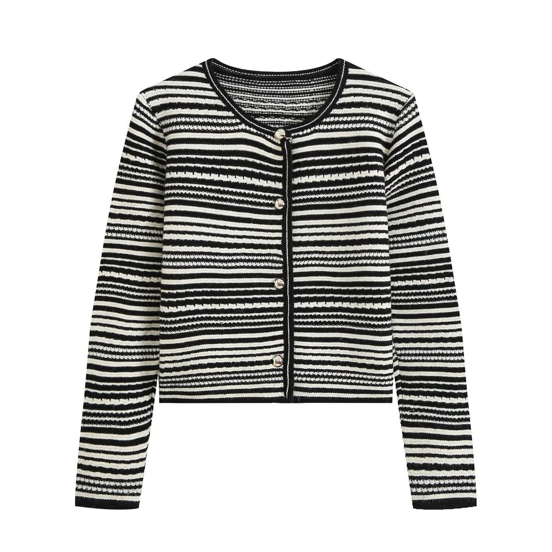 Damen Strukturierter Streifen-Feinstrickcardigan mit Zierknöpfen Shop Nory