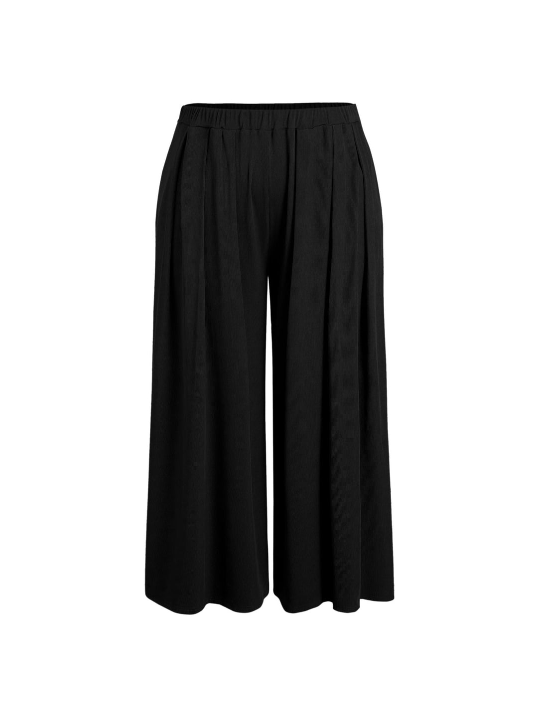 Damen Weite Feinstrick-Palazzohose mit hohem Elastikbund und Faltenfall Shop Nory