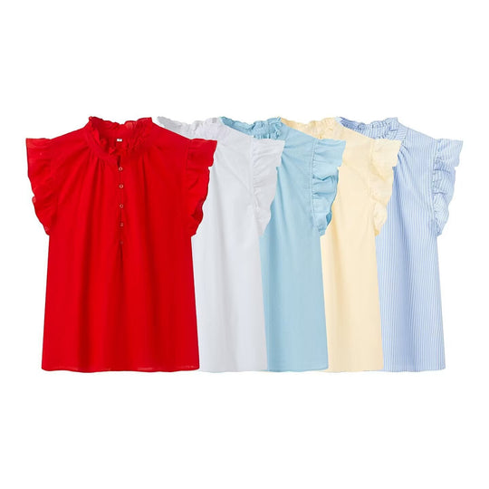 Damenbluse mit Rüschen und Knopfleiste