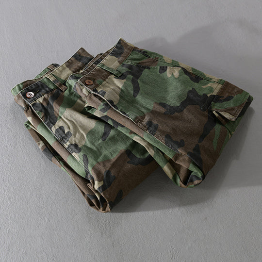 Herren Slim-Tapered Cargohose im Military-Stil mit Gummibündchen und Klappentaschen Shop Nory