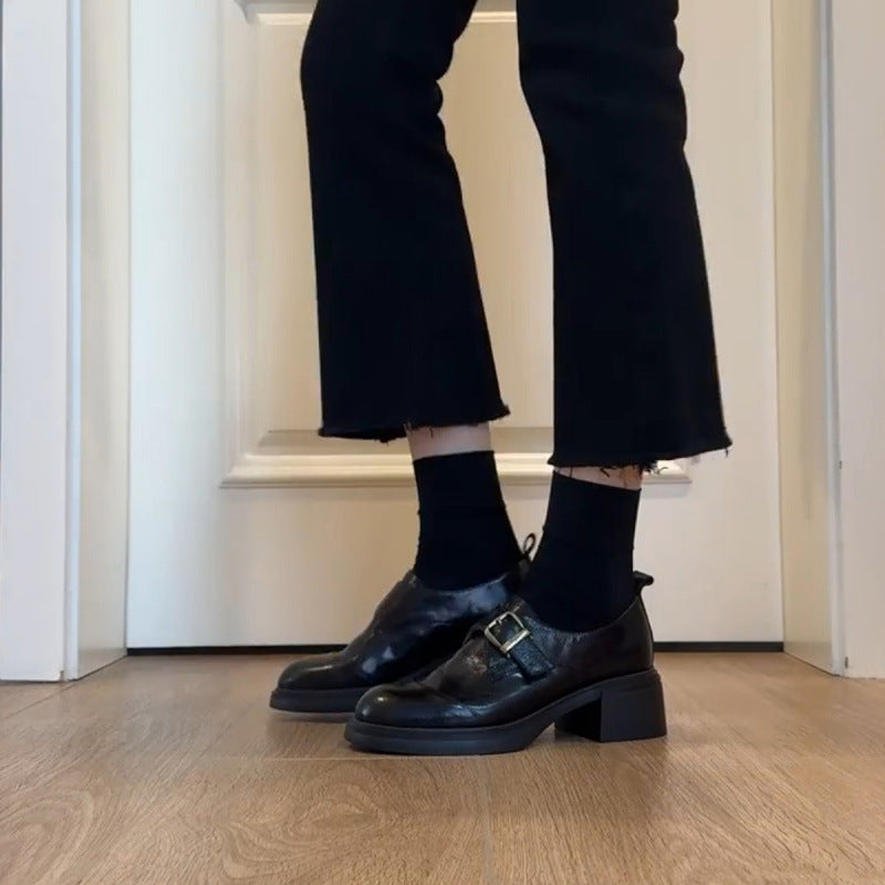 Damen Monkstrap-Loafer aus Leder mit markantem Blockabsatz und profilierter Gummisohle Shop Nory