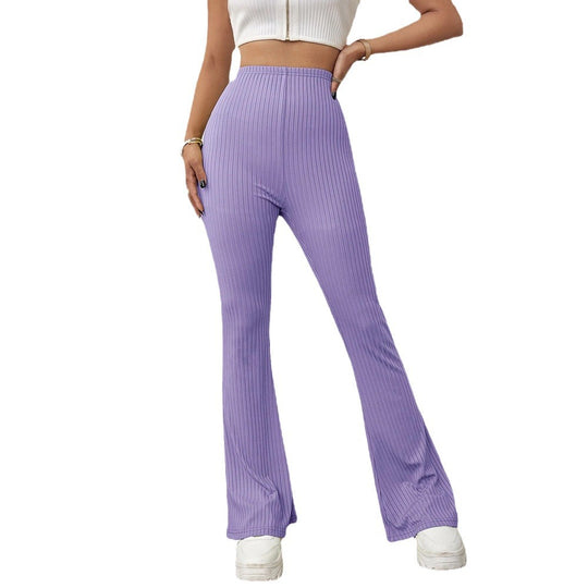 Damen gerippte hochgeschnittene Bootcut-Hose aus Stretch-Jersey mit ausgestelltem Bein Shop Nory