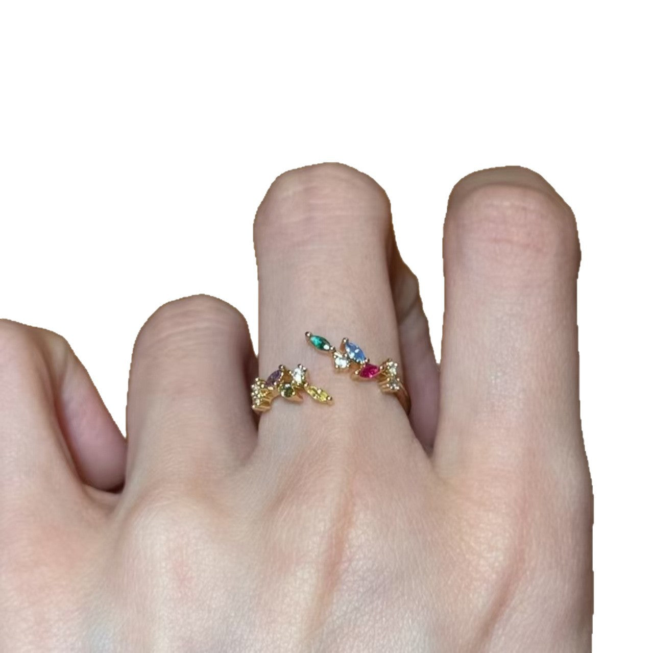 Damen zierlicher Ring mit bunten Zirkonia-Elementen und elegantem Design Shop Nory