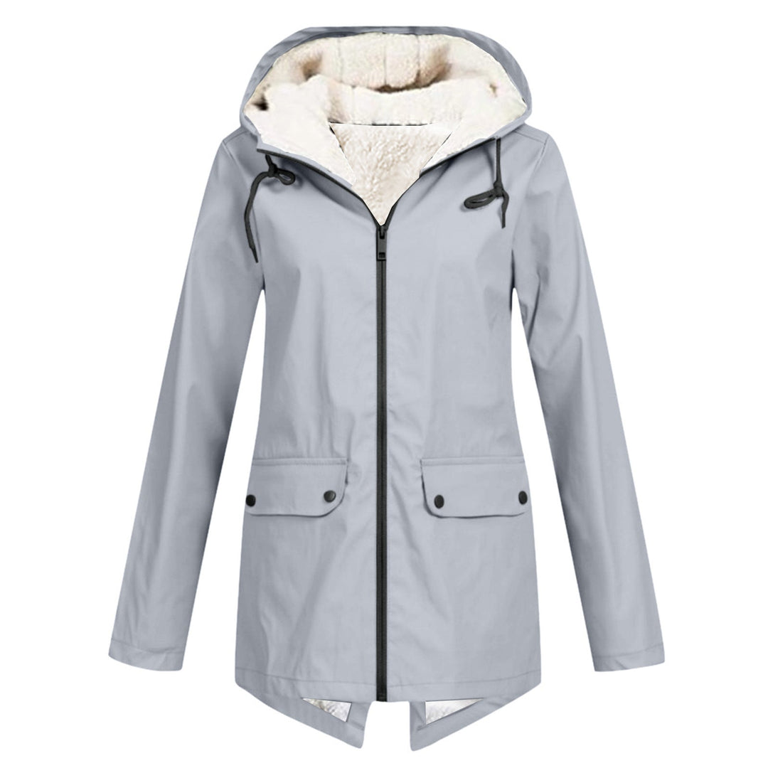 Damen wetterfeste und gefütterte Regenjacke mit verstellbarem Kapuzenkragen