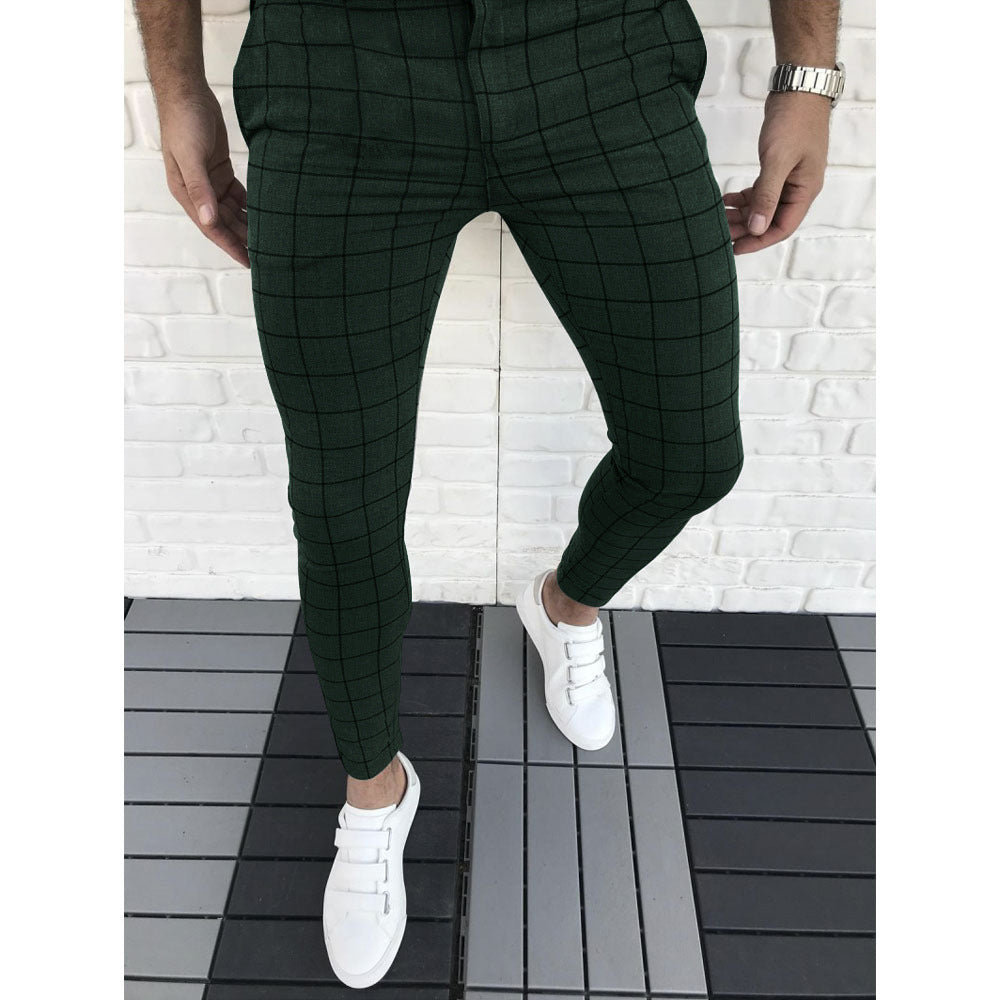 Herren Karierte Anzughose im Slim Fit Stil