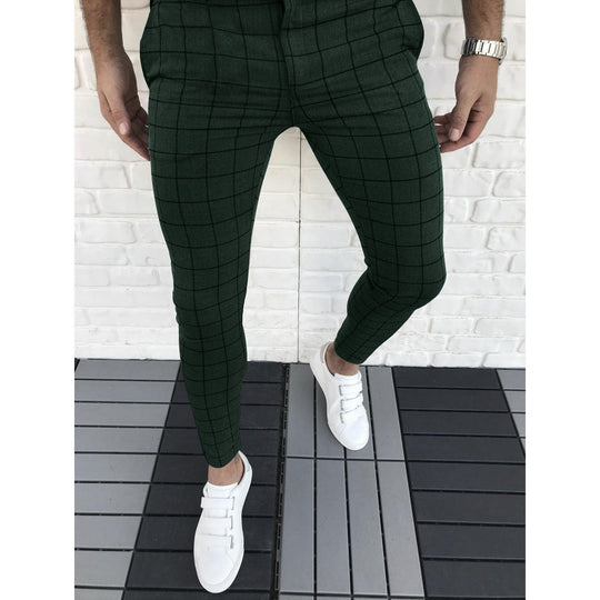Herren Karierte Anzughose im Slim Fit Stil