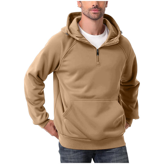 Herren Halbzip-Hoodie mit verstellbarer Kapuze, Kängurutasche und Raglanärmeln Shop Nory