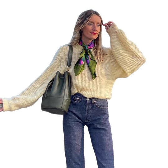 Damen Oversize Mohairmix-Pullover mit Ballonärmeln und feiner Rippstruktur Shop Nory