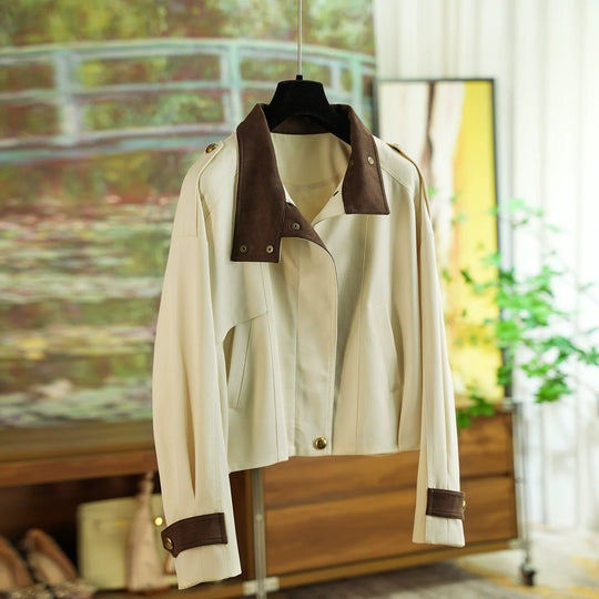 Damen Modische und elegante Kurzjacke mit samtigem Kragen Shop Nory