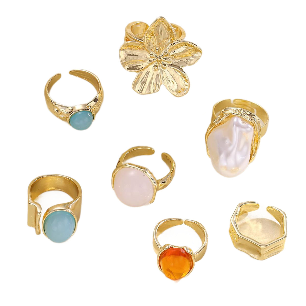 Damen Ring-Set mit kunstvollem Blumendesign und funkelnden Akzenten Shop Nory