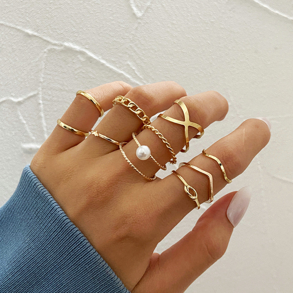 Damen minimalistisches Ring-Set aus hochwertigem Metall Shop Nory