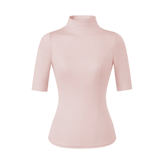 Damen Figurbetontes Stehkragen-Shirt mit halblangen Ärmeln Shop Nory