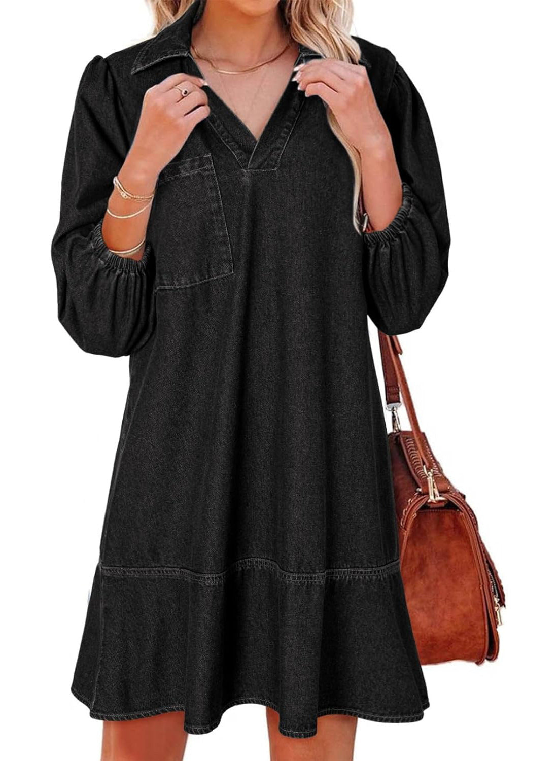 Damen Denim Kleid im lässigen Schnitt Shopnory