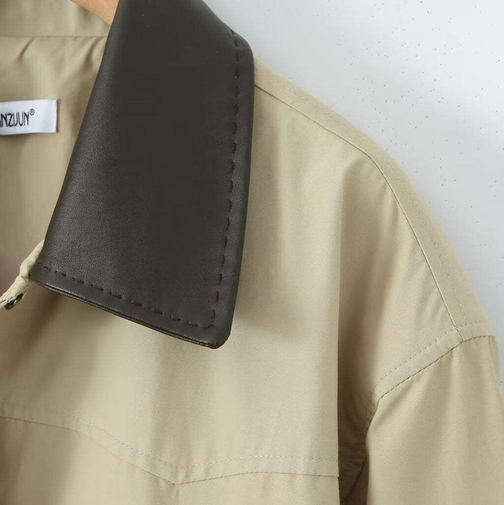 Damen Oversize-Übergangsjacke mit Kontrastkragen und Tunnelzug Shop Nory