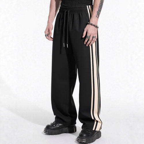 Herren Weite Trainingshose mit elastischem Tunnelzugbund, seitlichem Kontraststreifen & lockerem Baggy‑Schnitt Shop Nory