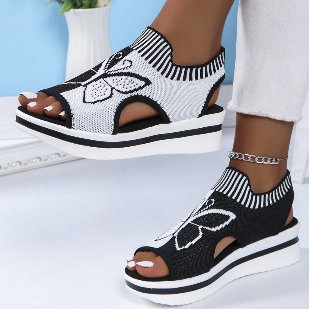Damen Sportliche Plateau-Sandalen mit modischem Schmetterlingsdesign