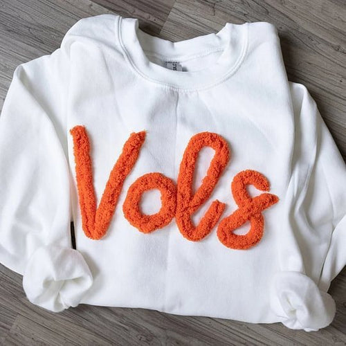 Damen Rundhals‑Sweatshirt mit Chenille‑Schriftzug und Oversize‑Schnitt Shop Nory
