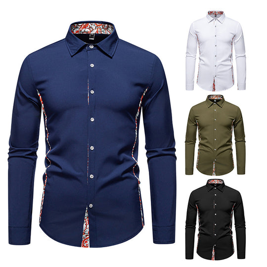 Herren Elegantes tailliertes Business-Hemd mit kontrastierter Innenblende und Paisley-Detail Shop Nory