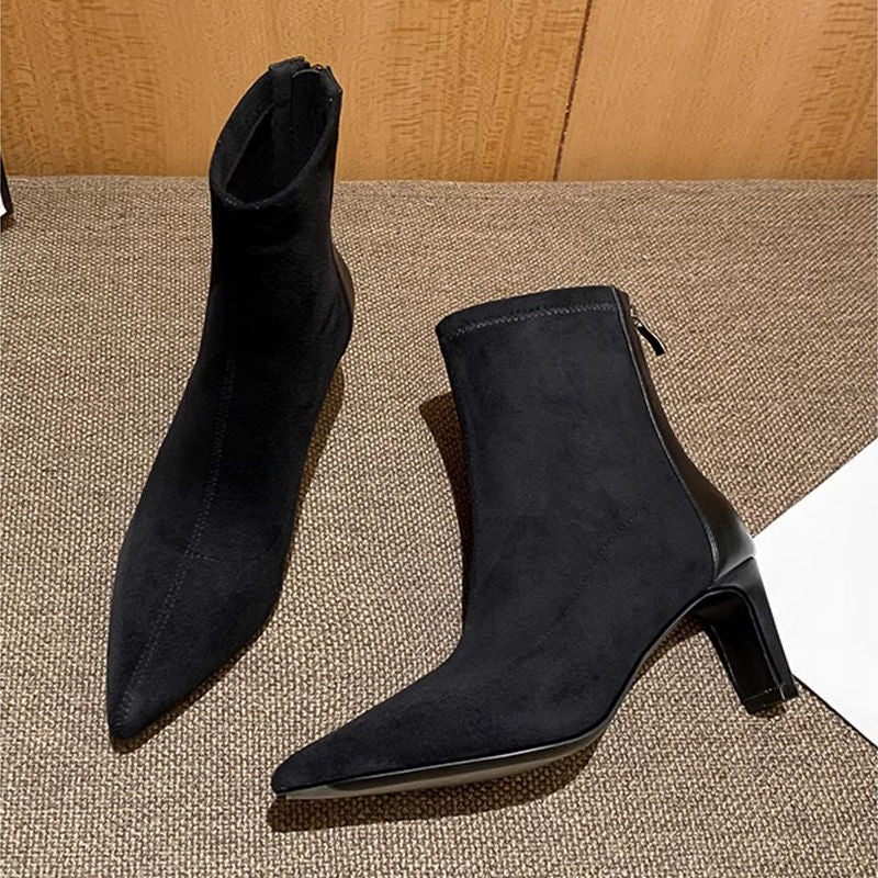 Damen Stretch‑Ankleboots mit schmaler Spitze und sculpted Blockabsatz Shop Nory