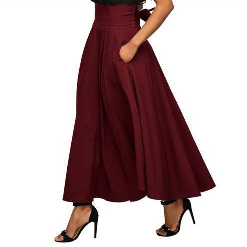 Damen weit geschnittene Palazzo-Hose mit eleganten Taschen und hohem Bund