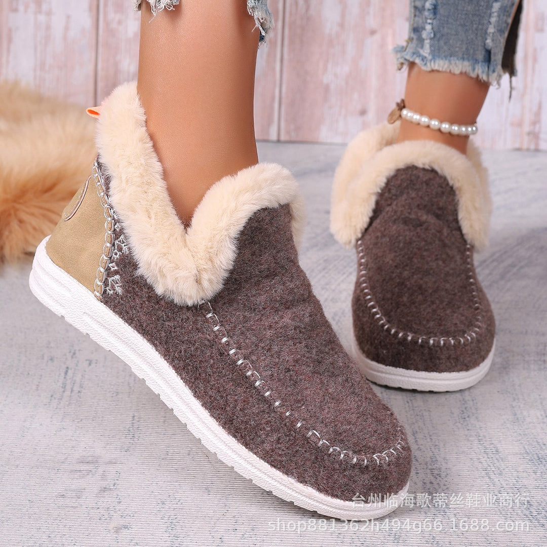 Damen Gefütterte Kurzstiefel-Hausschuhe mit Faux-Fellkragen und rutschfester Gummisohle Shop Nory