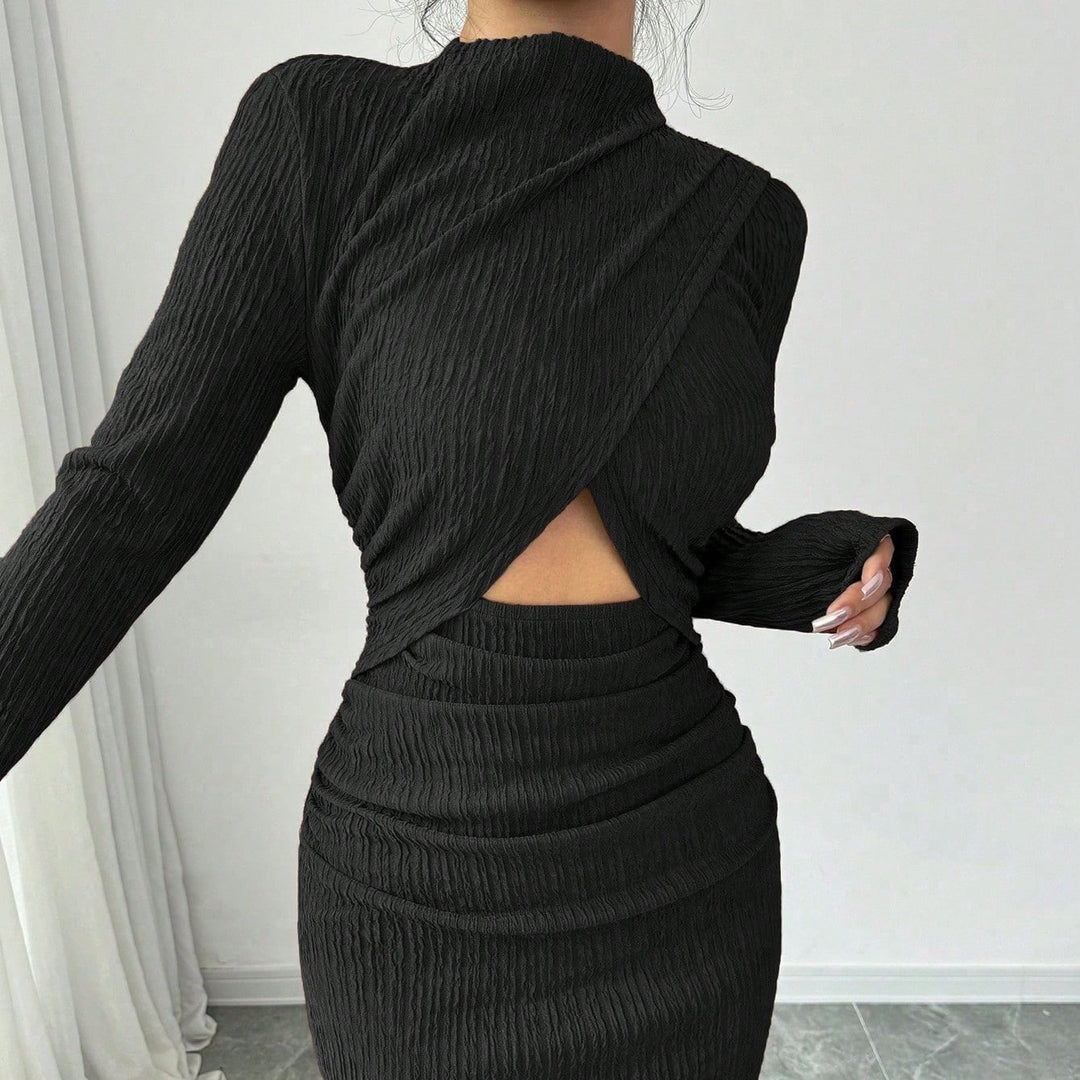 Damen Midikleid mit Cut-Outs Rippstruktur und seitlichem Schlitz Shop Nory