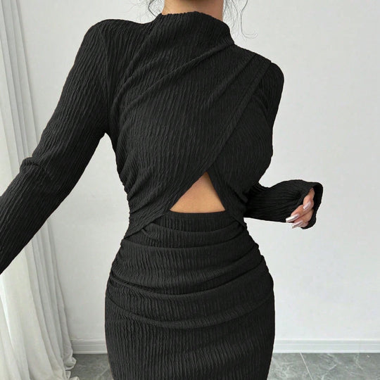 Damen Midikleid mit Cut-Outs Rippstruktur und seitlichem Schlitz Shop Nory