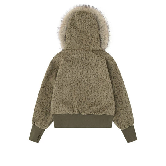Damen Teddy-Fleece Bomberjacke mit Kapuze und Kunstfellbesatz Shop Nory