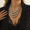 Damen mehrschichtige Kette mit glänzenden Perlen Shop Nory