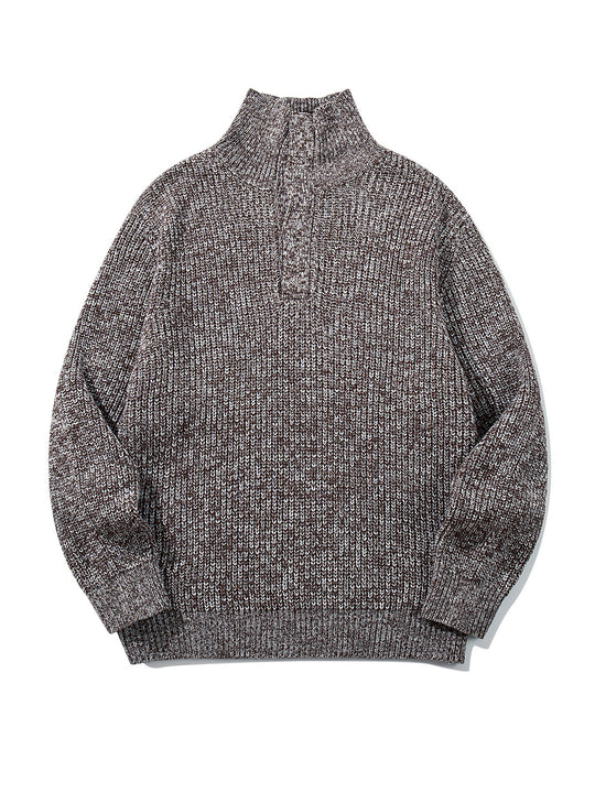 Unisex Grobgestrickter Rollkragenpullover mit halber Knopfleiste Shop Nory