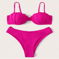 Damen Bikini-Set mit schalenförmigem Oberteil und hohem Beinausschnitt