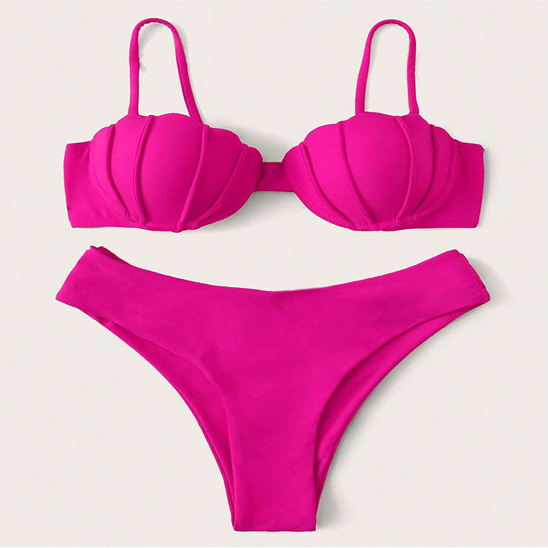Damen Bikini-Set mit schalenförmigem Oberteil und hohem Beinausschnitt