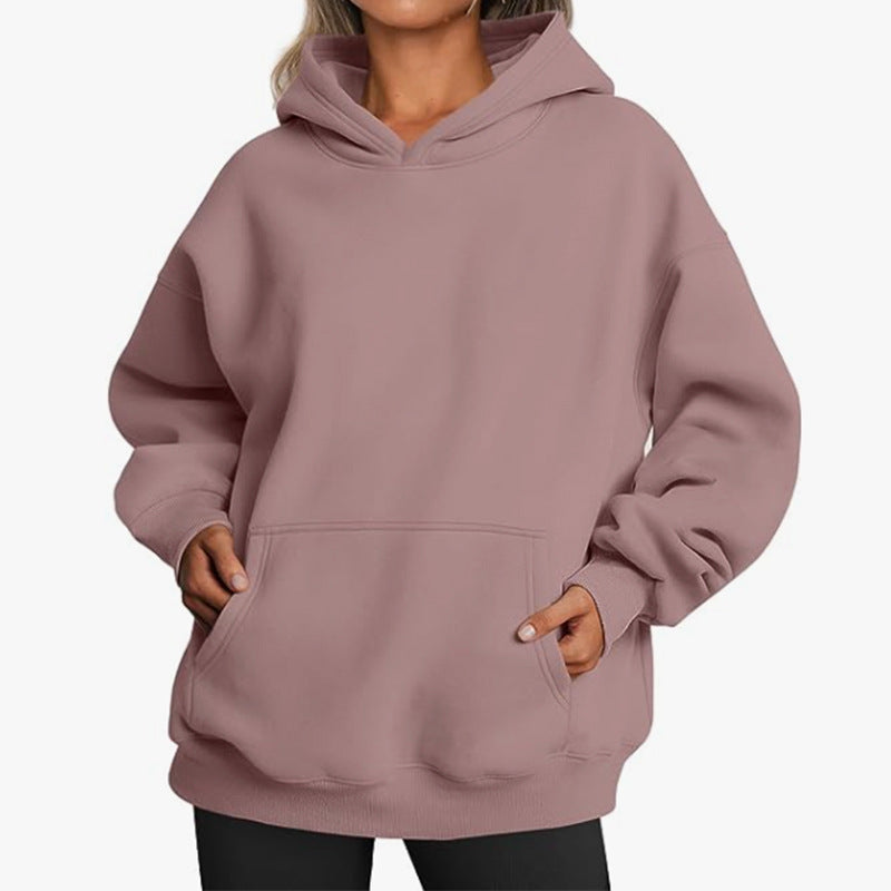 Damen nan Relax-Fleece Kapuzenpullover mit Kängurutasche, verlängerter Rücken und überschnittener Schulter Shop Nory