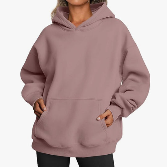 Damen nan Relax-Fleece Kapuzenpullover mit Kängurutasche, verlängerter Rücken und überschnittener Schulter Shop Nory