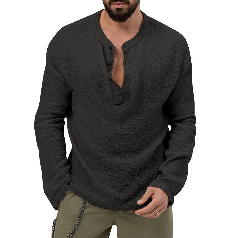 Herren Langarmshirt mit Knopfleiste Shopnory