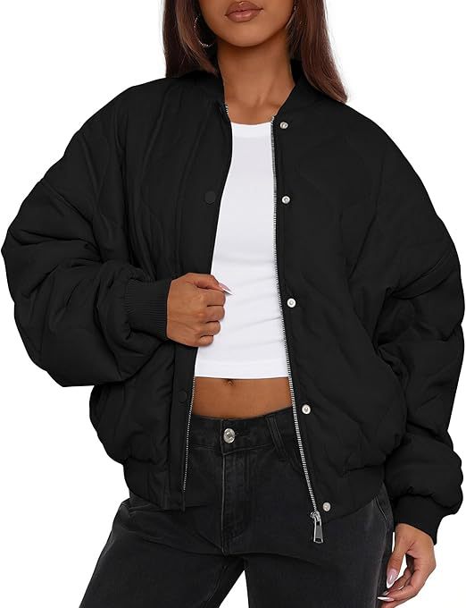 Damen Übergroße Stepp-Bomberjacke mit wattierter Polsterung und Raglanärmeln Shop Nory